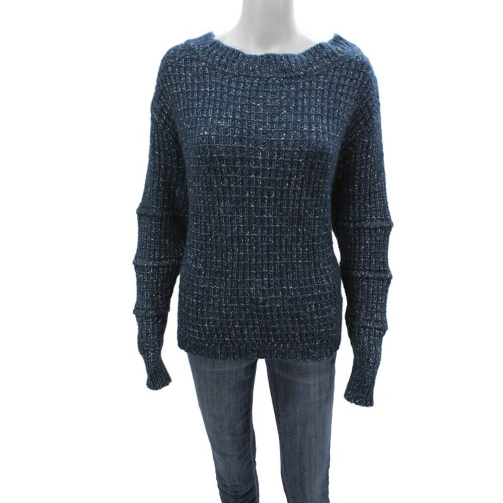 Ramy Brook Womens Boat Neck Pullover Sweater Blue Long Sleeve Size S